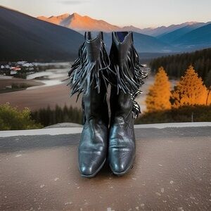 Women's Black Fringe Ankle Boots - Fringe Western Booties